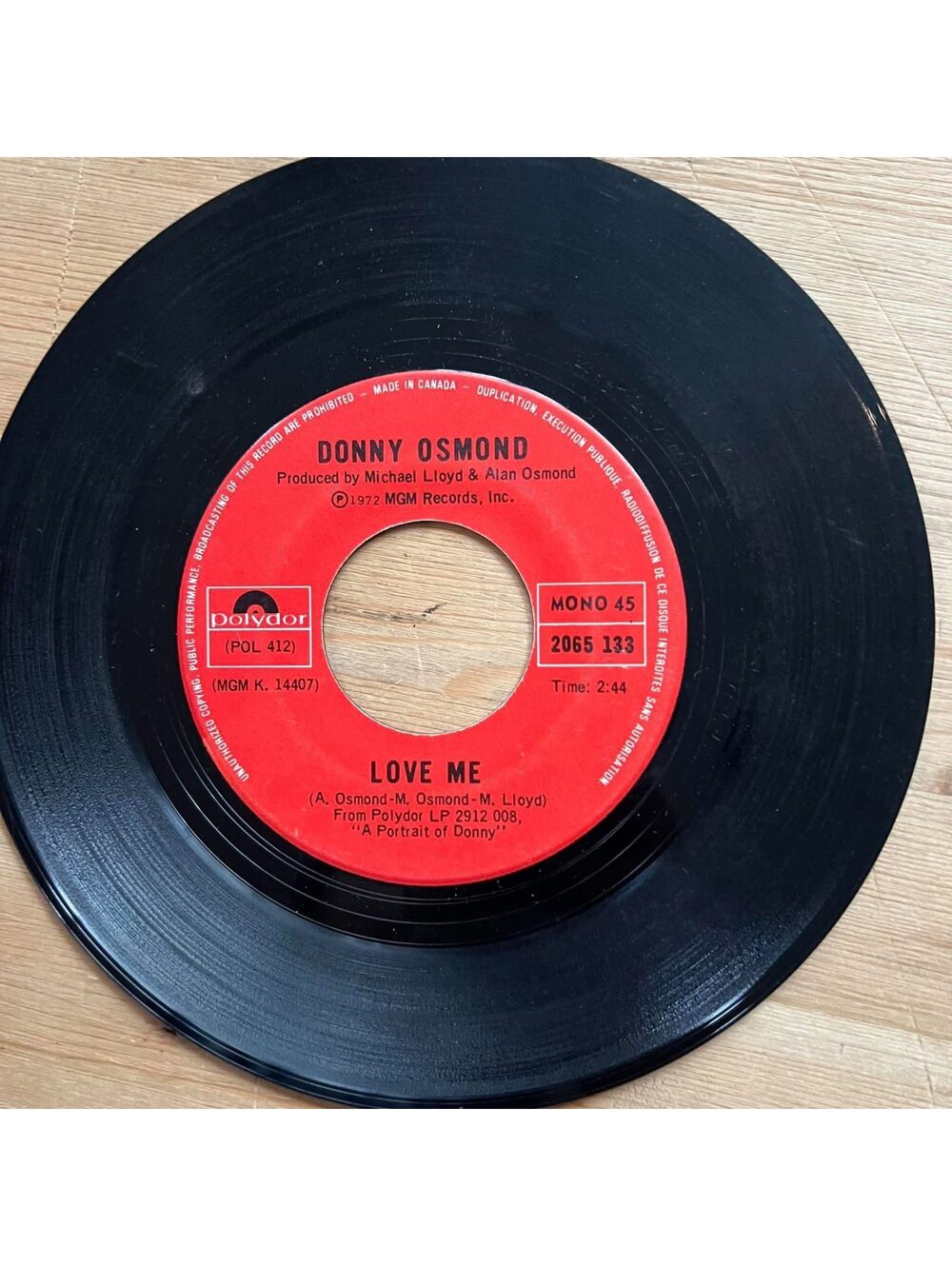 Donny Osmond - Love Me/Too Young 45rpm VG+ R13